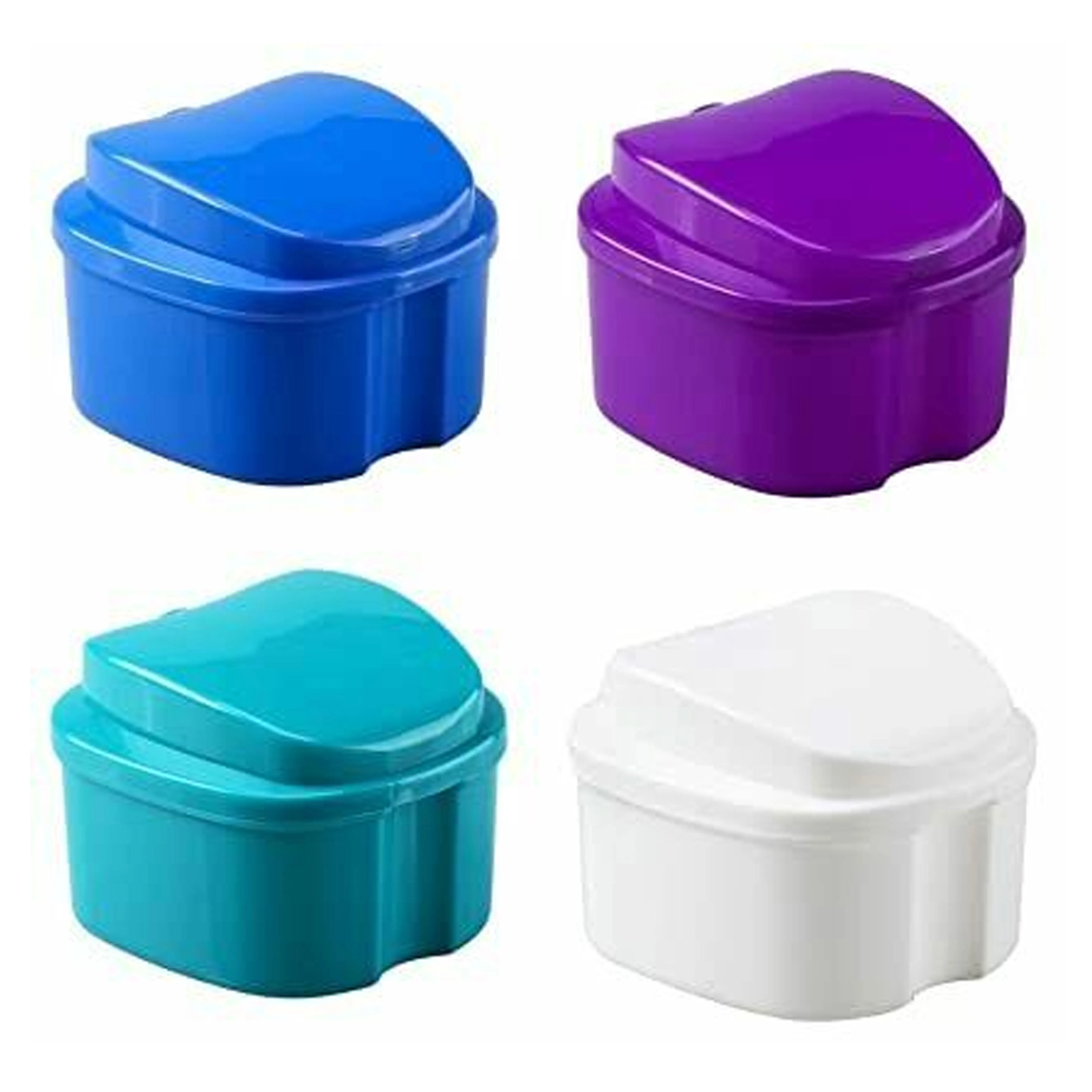 2 Pk Denture Bath Storage Retainer Box Orthodontic Mouth Guard Dental Container