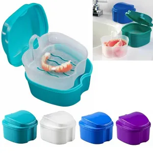 2 Pk Denture Bath Storage Retainer Box Orthodontic Mouth Guard Dental Container