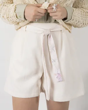 A-line Printed Belt Shorts (White)