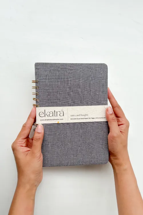 A5 Wire Bound Ruled Journal By Ekatra - Grey ( Set Of 2 )
