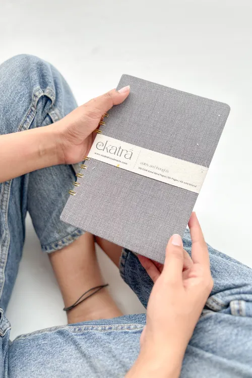 A5 Wire Bound Ruled Journal By Ekatra - Grey ( Set Of 2 )
