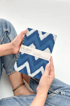 A5 Wire Bound Ruled Journal By Ekatra - Indigo Chevron ( Set Of 2 )