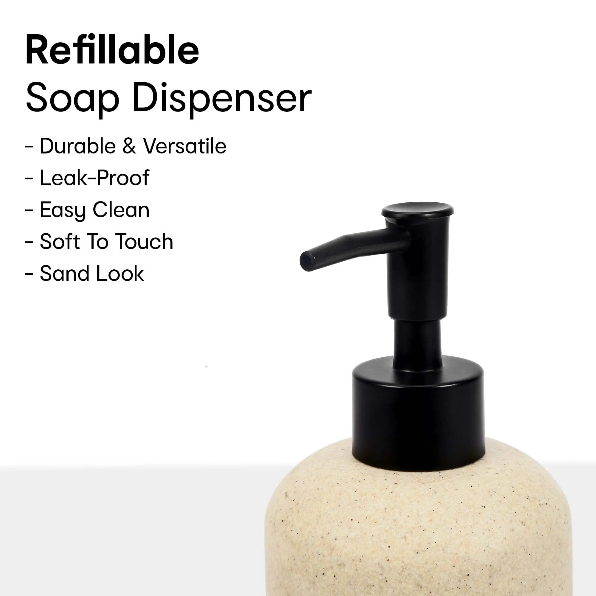 Anko 400 ml Beige Polyresin Liquid Soap Dispenser For Bathroom | Handwash Dispenser | Bathroom Accessories | Soap Dispenser For Kitchen