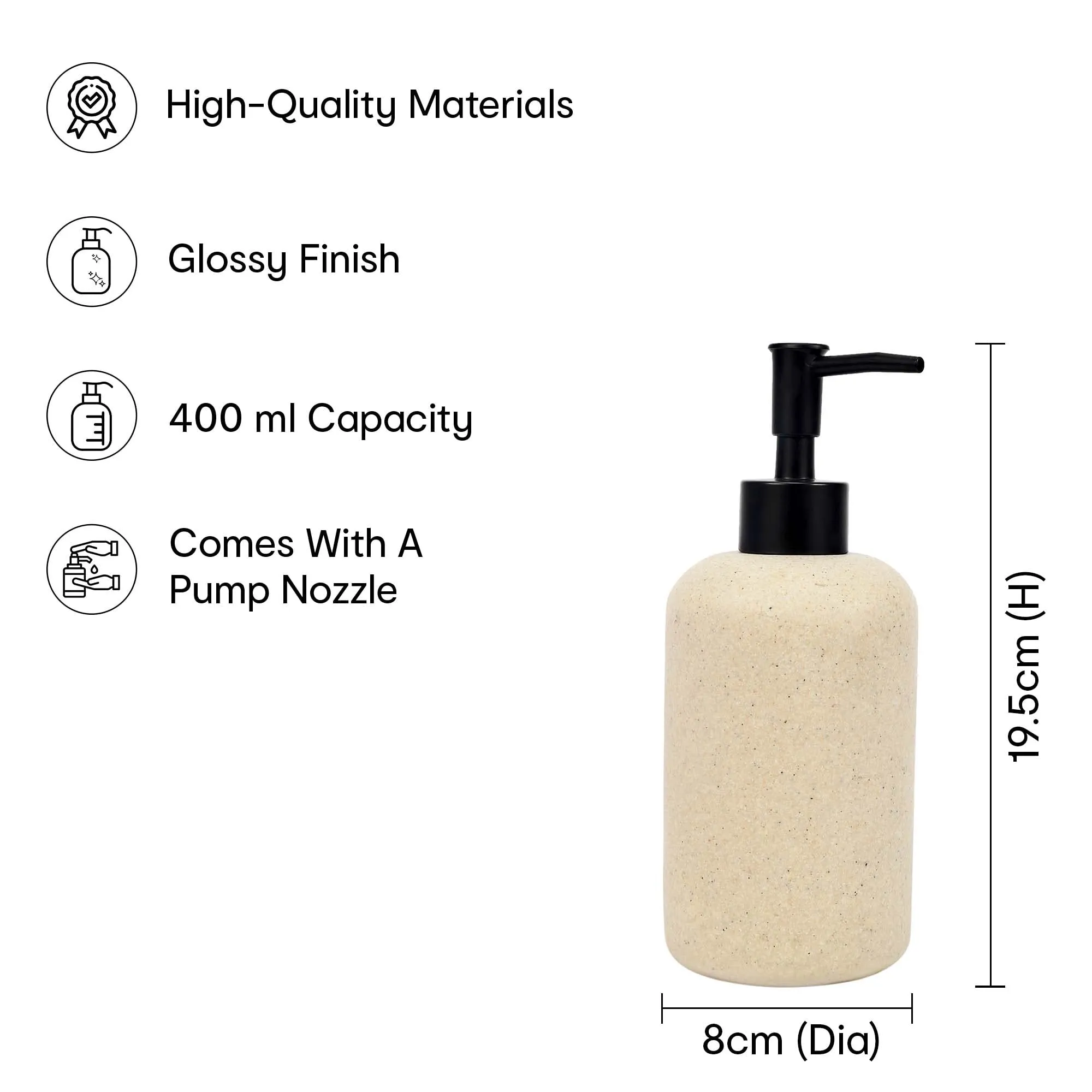 Anko 400 ml Beige Polyresin Liquid Soap Dispenser For Bathroom | Handwash Dispenser | Bathroom Accessories | Soap Dispenser For Kitchen