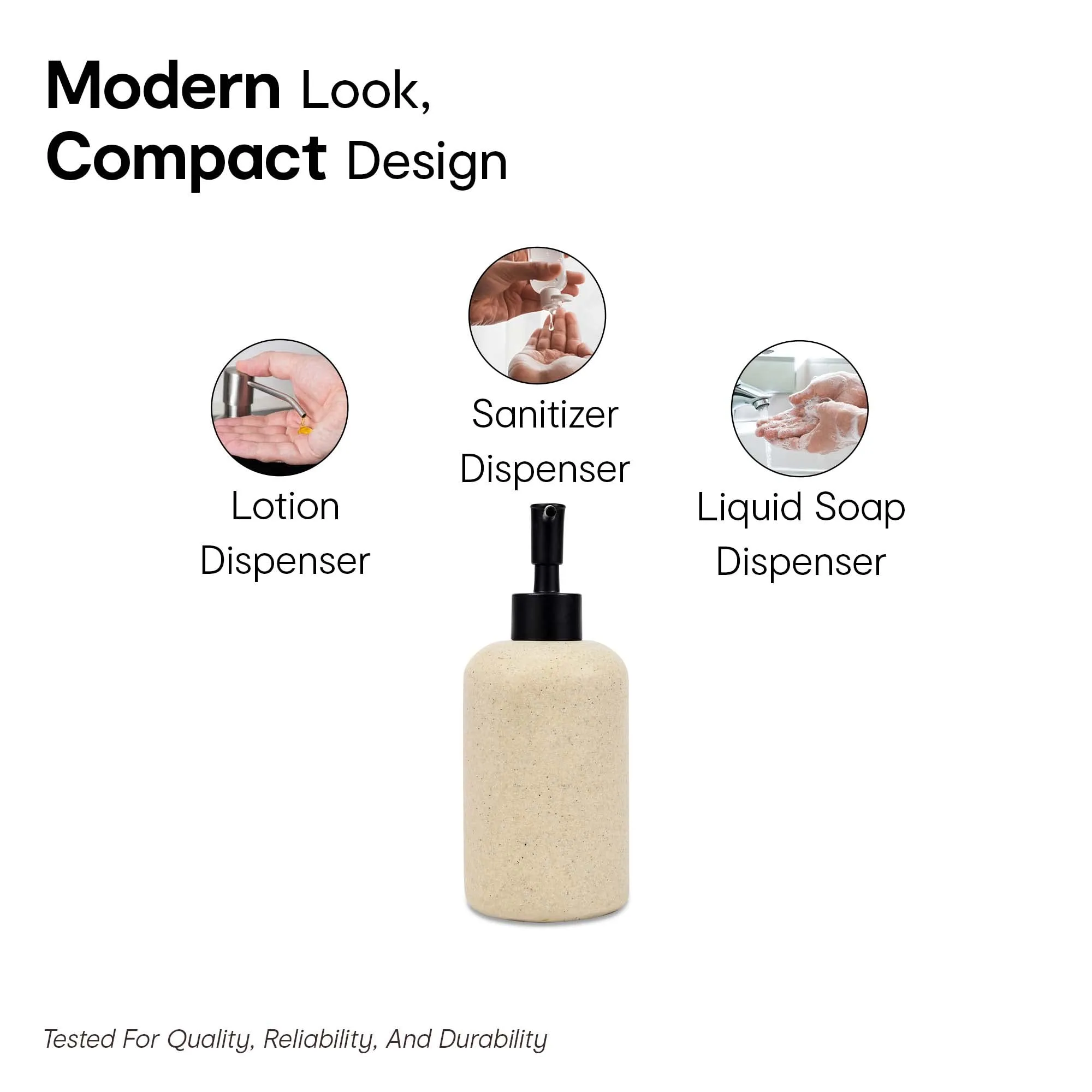 Anko 400 ml Beige Polyresin Liquid Soap Dispenser For Bathroom | Handwash Dispenser | Bathroom Accessories | Soap Dispenser For Kitchen