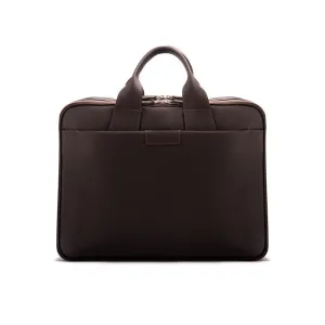 Belmont Leather 15" Laptop Briefcase - Brown With Silver Zips