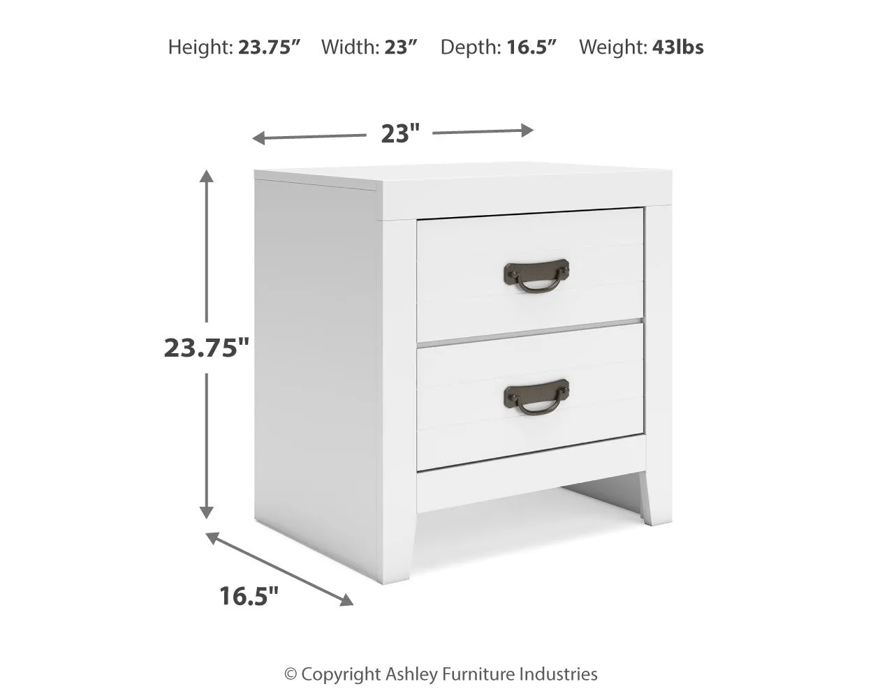 Binterglen Twin Panel Bed with Mirrored Dresser, Chest and Nightstand in White