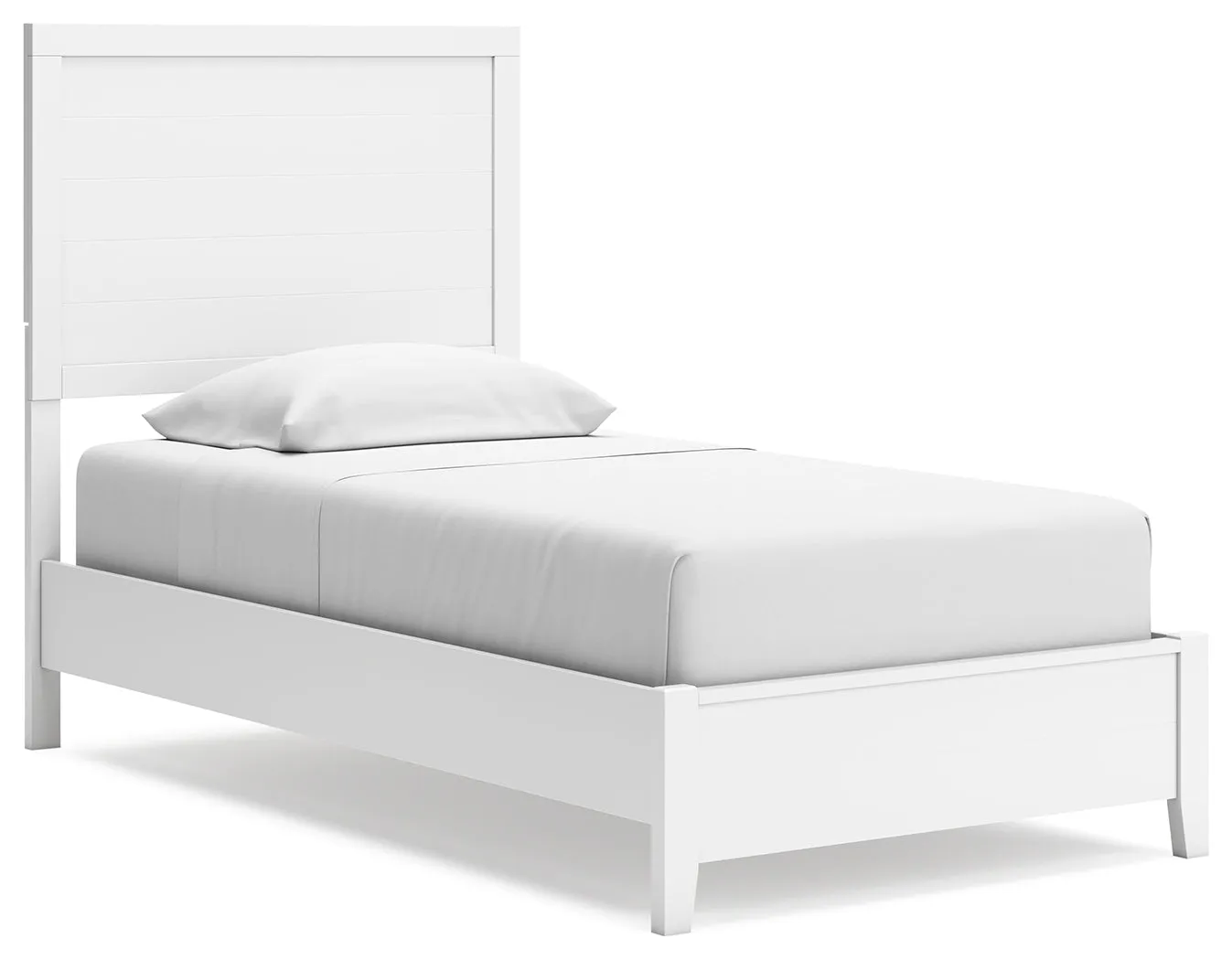 Binterglen Twin Panel Bed with Mirrored Dresser, Chest and Nightstand in White