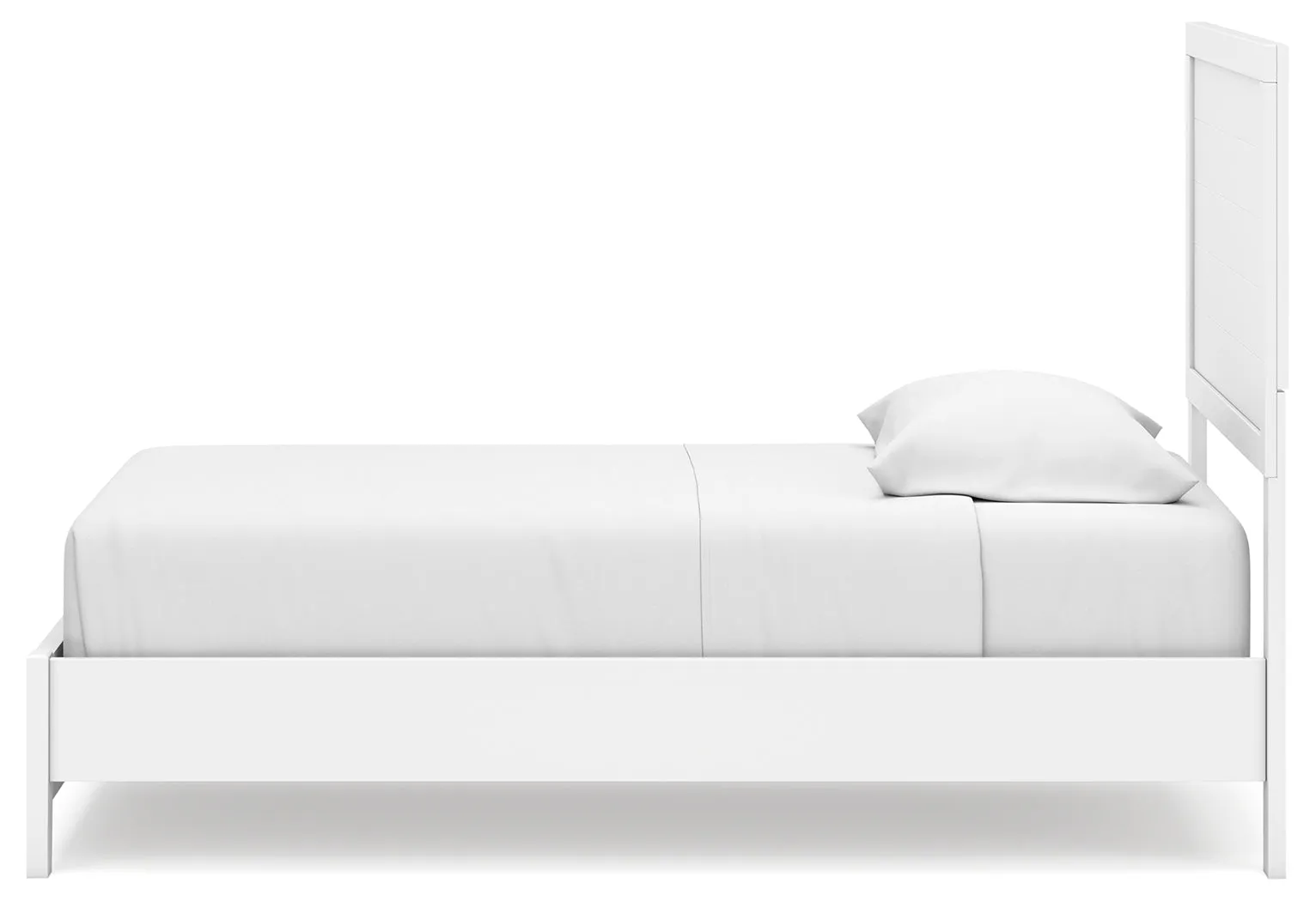 Binterglen Twin Panel Bed with Mirrored Dresser, Chest and Nightstand in White