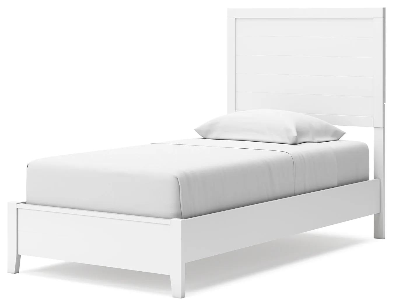 Binterglen Twin Panel Bed with Mirrored Dresser, Chest and Nightstand in White