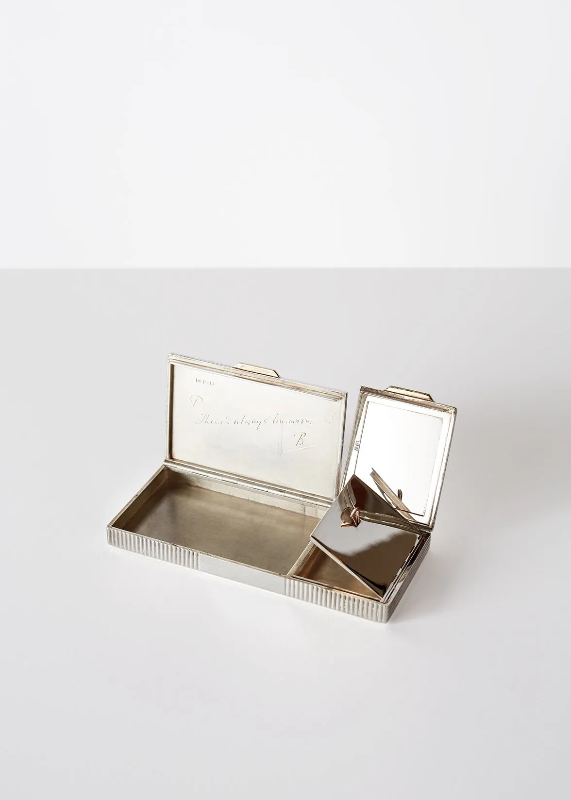 cartier art deco silver compact