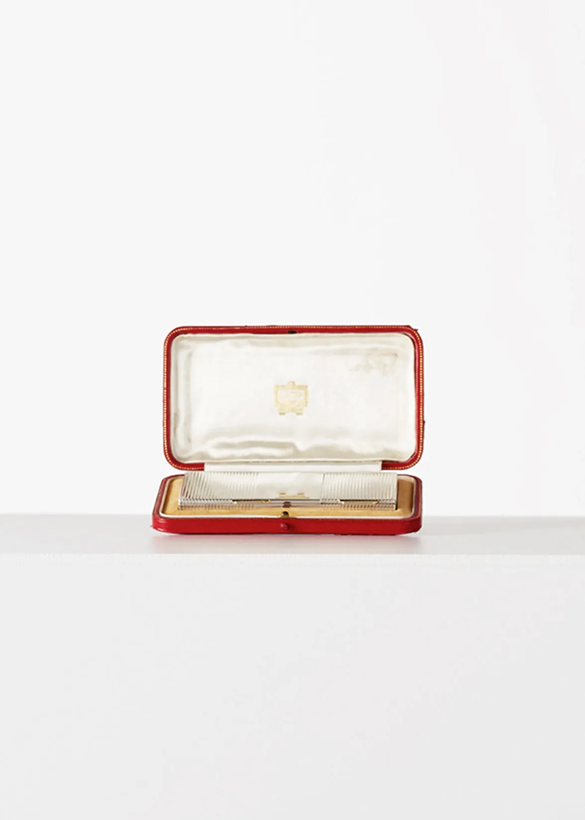 cartier art deco silver compact