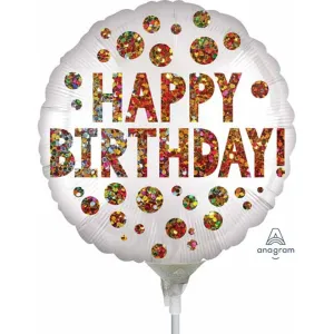 Chic Miniature Elegance Satin Birthday Sequins 9" Air-fill Balloon (10/Pk)