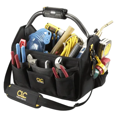CLC L234 TECH GEAR LED Lighted Handle 15” Open Top Tool Carrier