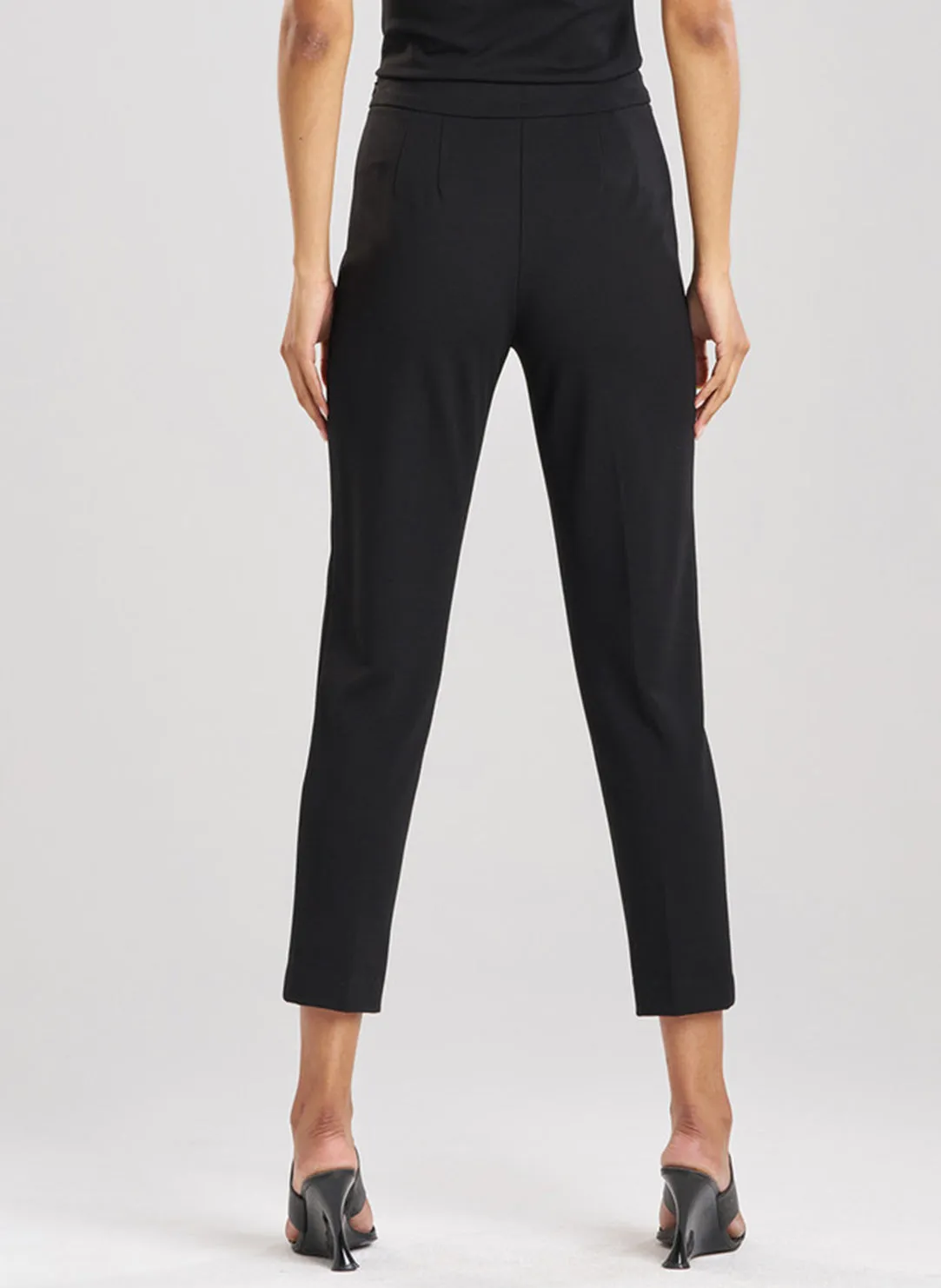 Compact Knit Black Pull On Pants
