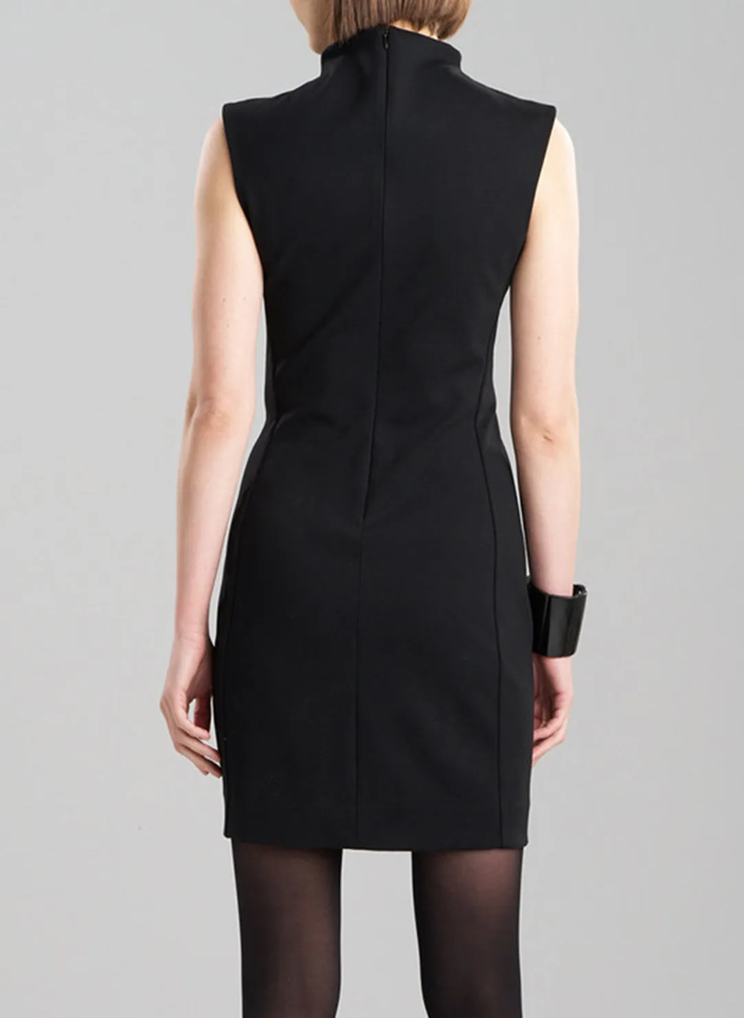 Compact Knit Black Sheath Dress