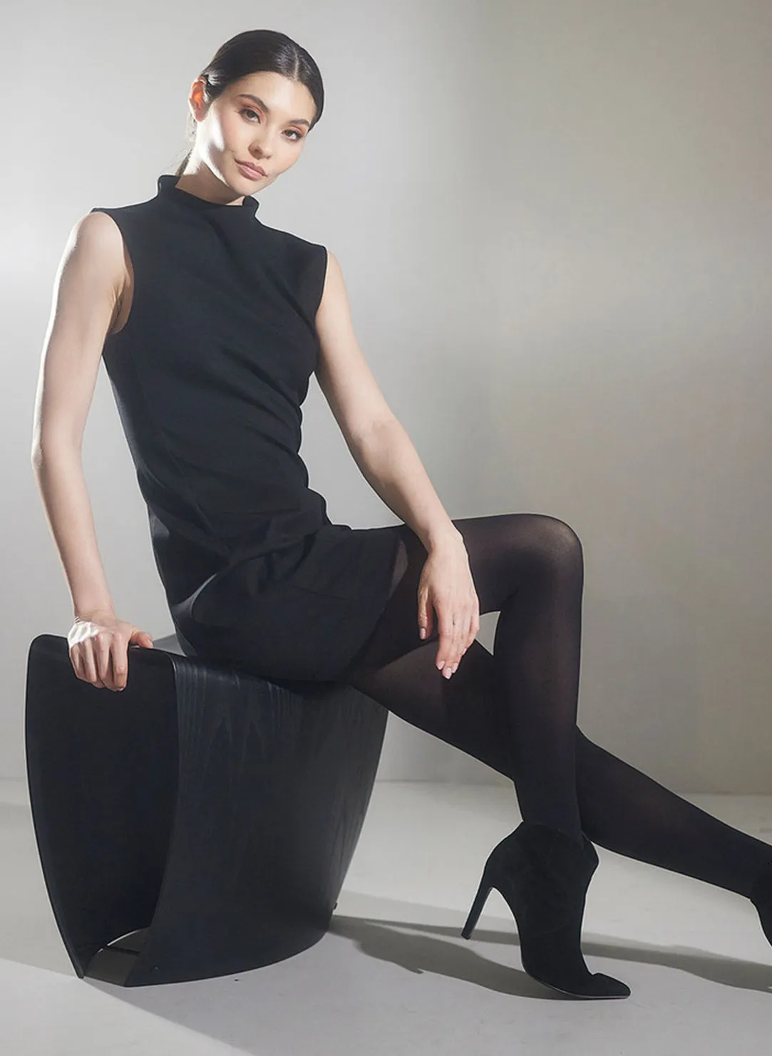 Compact Knit Black Sheath Dress
