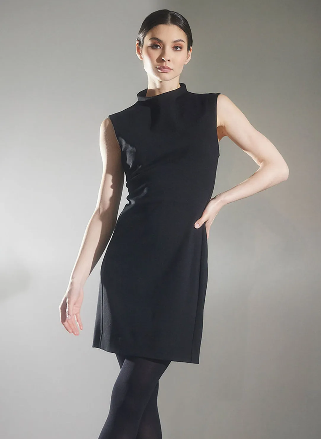 Compact Knit Black Sheath Dress