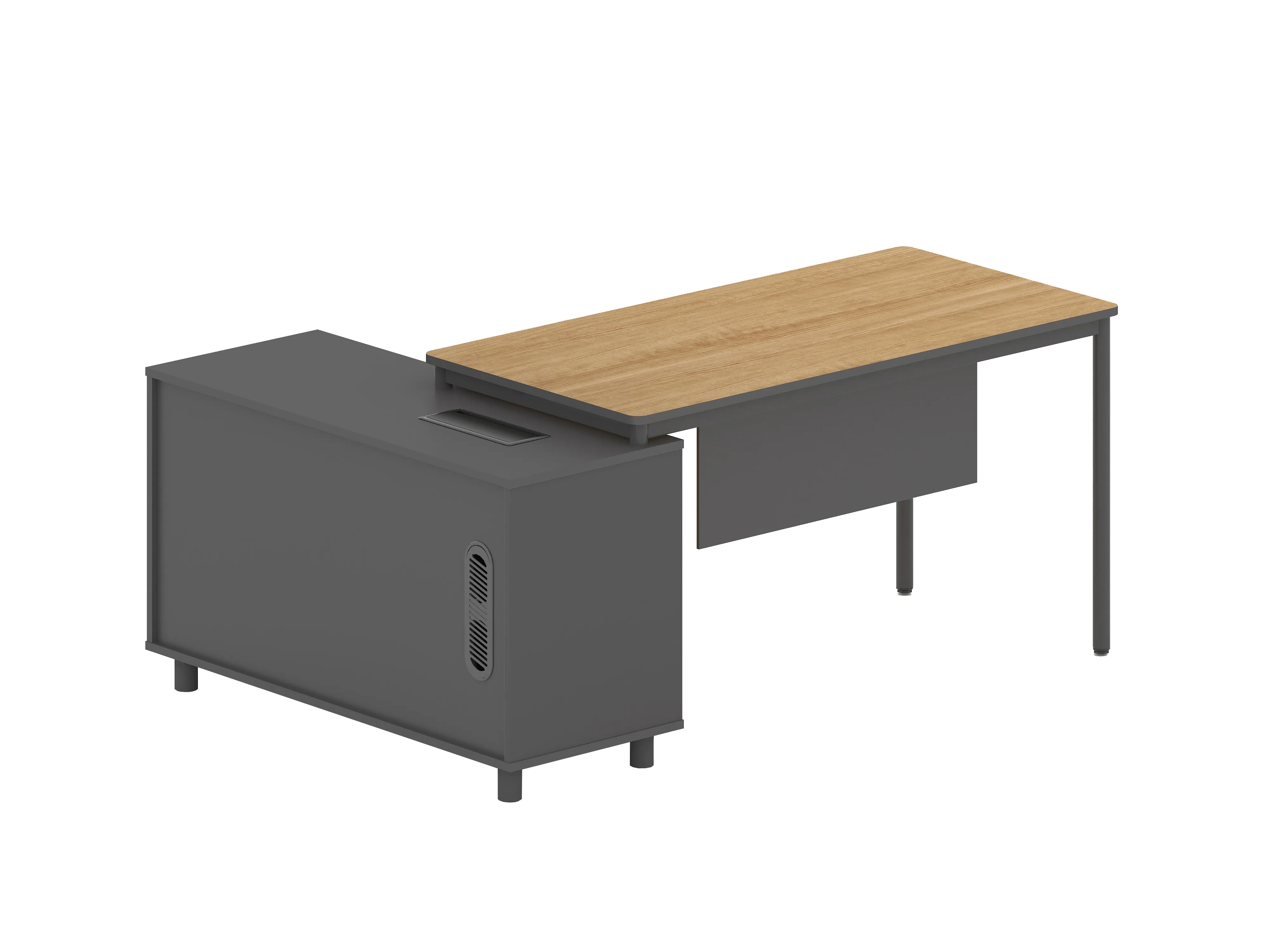Ex Display - Montoya 1.75m Right Return Natural Office Desk - Charcoal Base