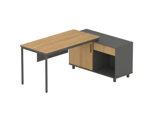 Ex Display - Montoya 1.75m Right Return Natural Office Desk - Charcoal Base