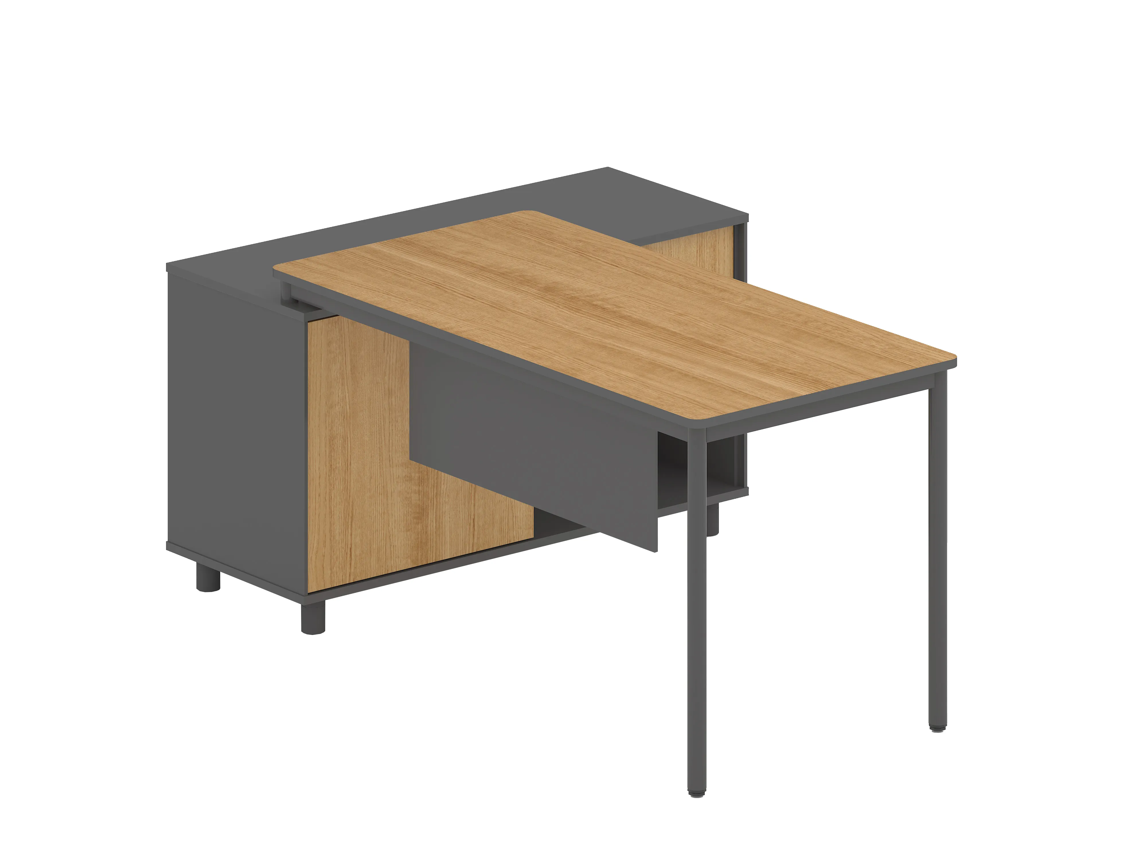 Ex Display - Montoya 1.75m Right Return Natural Office Desk - Charcoal Base