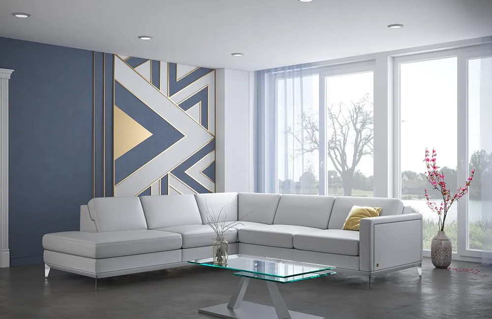 Frankfurt Light Gray Leather Sectional