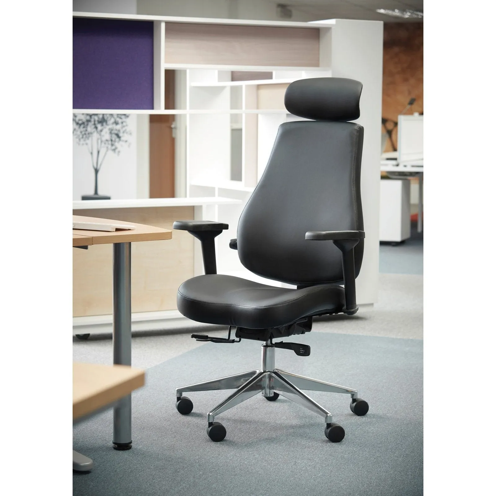 Franklin high back 24 hour task chair - black faux leather