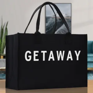 Getaway Cotton Canvas Chic Beach Tote Bag Multipurpose Tote Weekender Tote Gift for Her Outdoor Tote Vacation Tote Large Beach Bag