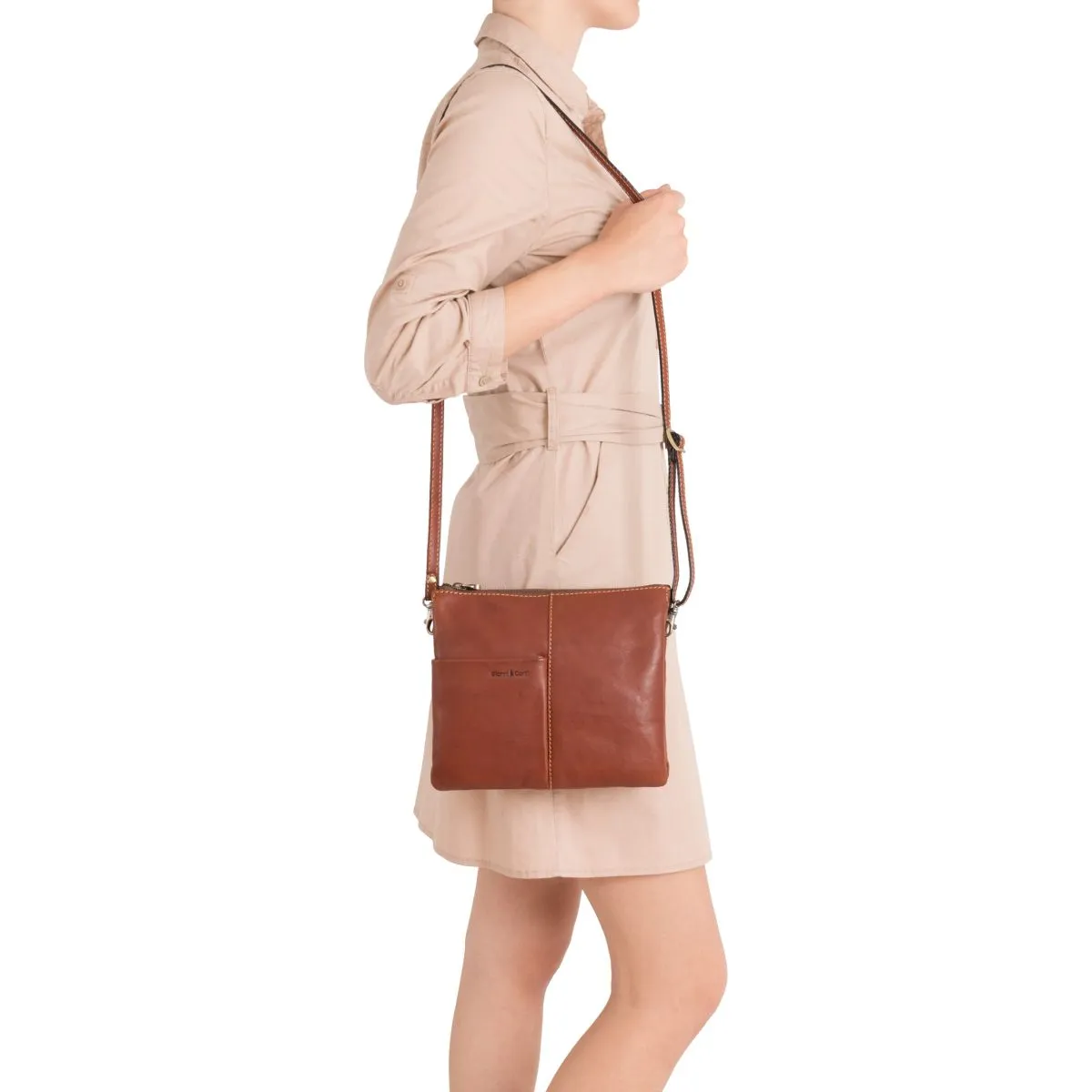 Gianni Conti Mary Cognac Leather Shoulder Bag