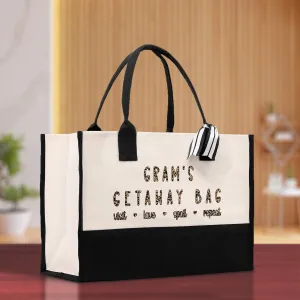 Gram's Getaway Bag Leopard Grandma Tote Bag Nana Bag Grandma Gift Bag Shopping Bag Mothers Day Gift Live Love Spoil Bag Grandma Beach Bag