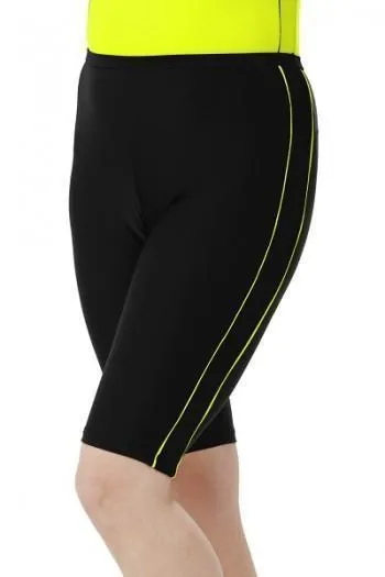 Knee Length Swim Shorts with Accent Piping - Chlorine Proof