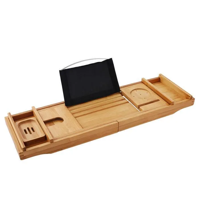 Large Spacious Bamboo Bathtub Caddy Tray