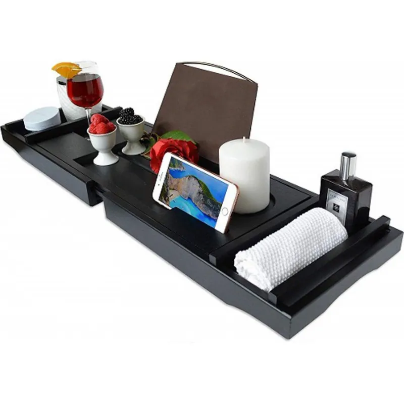 Large Spacious Bamboo Bathtub Caddy Tray