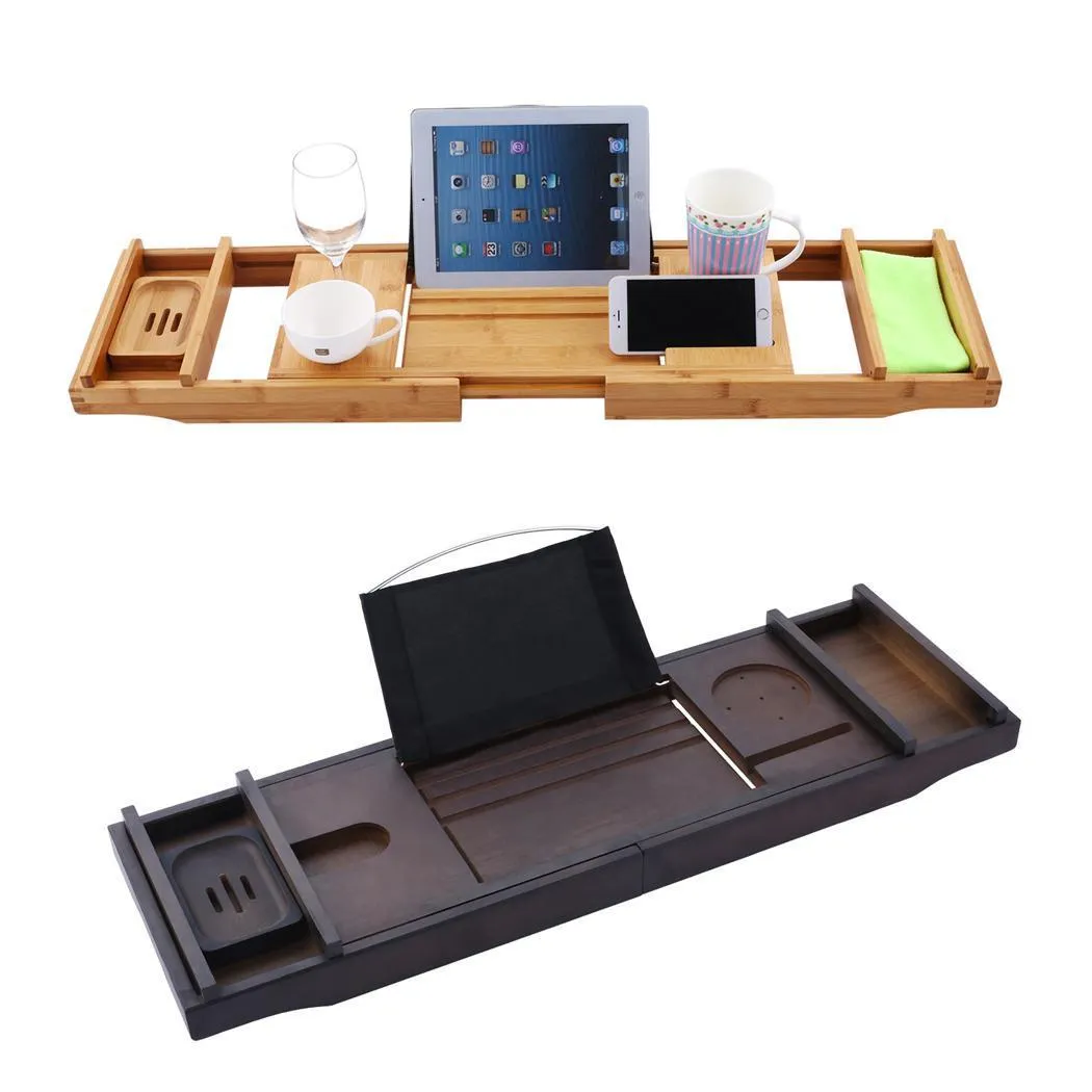 Large Spacious Bamboo Bathtub Caddy Tray