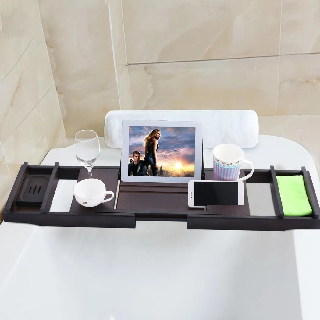 Large Spacious Bamboo Bathtub Caddy Tray