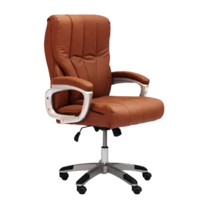 Medium-Back Executive Pu Leather Adjustable Height Office Chair 518L Brown