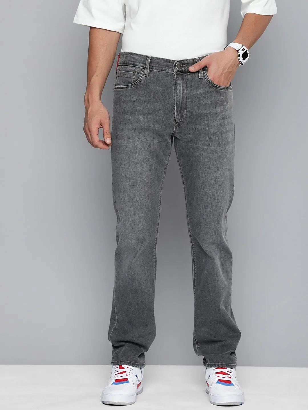 Men's 513 Grey Slim Straight Fit Mid Rise Jeans