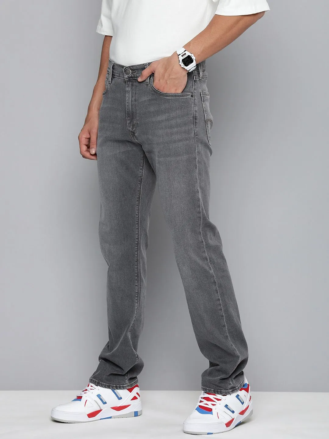Men's 513 Grey Slim Straight Fit Mid Rise Jeans
