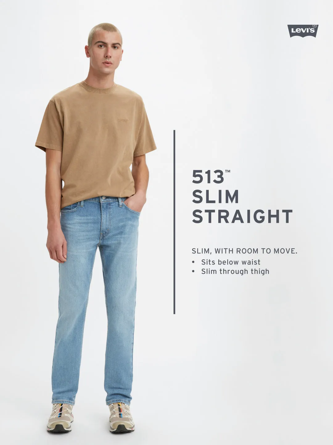 Men's 513 Grey Slim Straight Fit Mid Rise Jeans