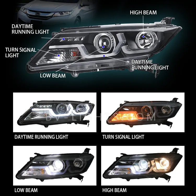 Modified headlight for 2014-2016 Honda City Upgrade to the Latest Style HID bulbs plug and play