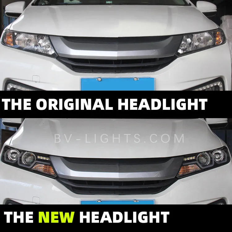 Modified headlight for 2014-2016 Honda City Upgrade to the Latest Style HID bulbs plug and play