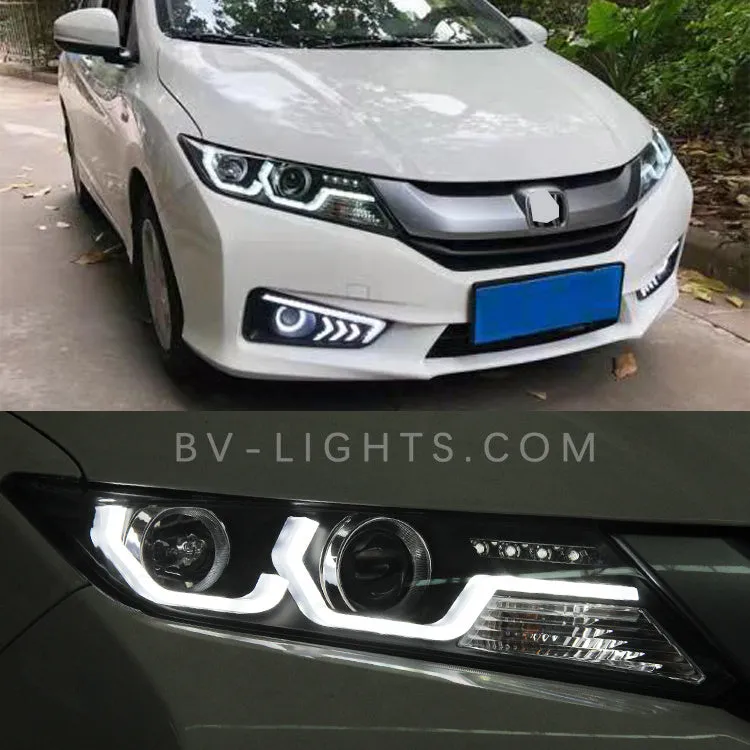 Modified headlight for 2014-2016 Honda City Upgrade to the Latest Style HID bulbs plug and play