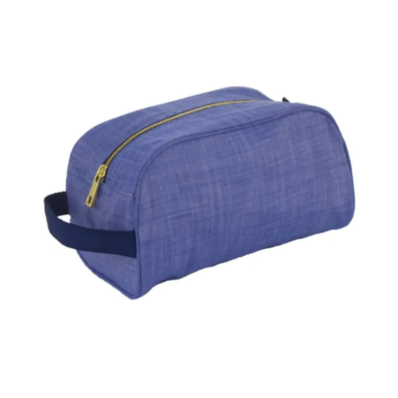 Personalized Chambray Blue Navy Traveler Pouch