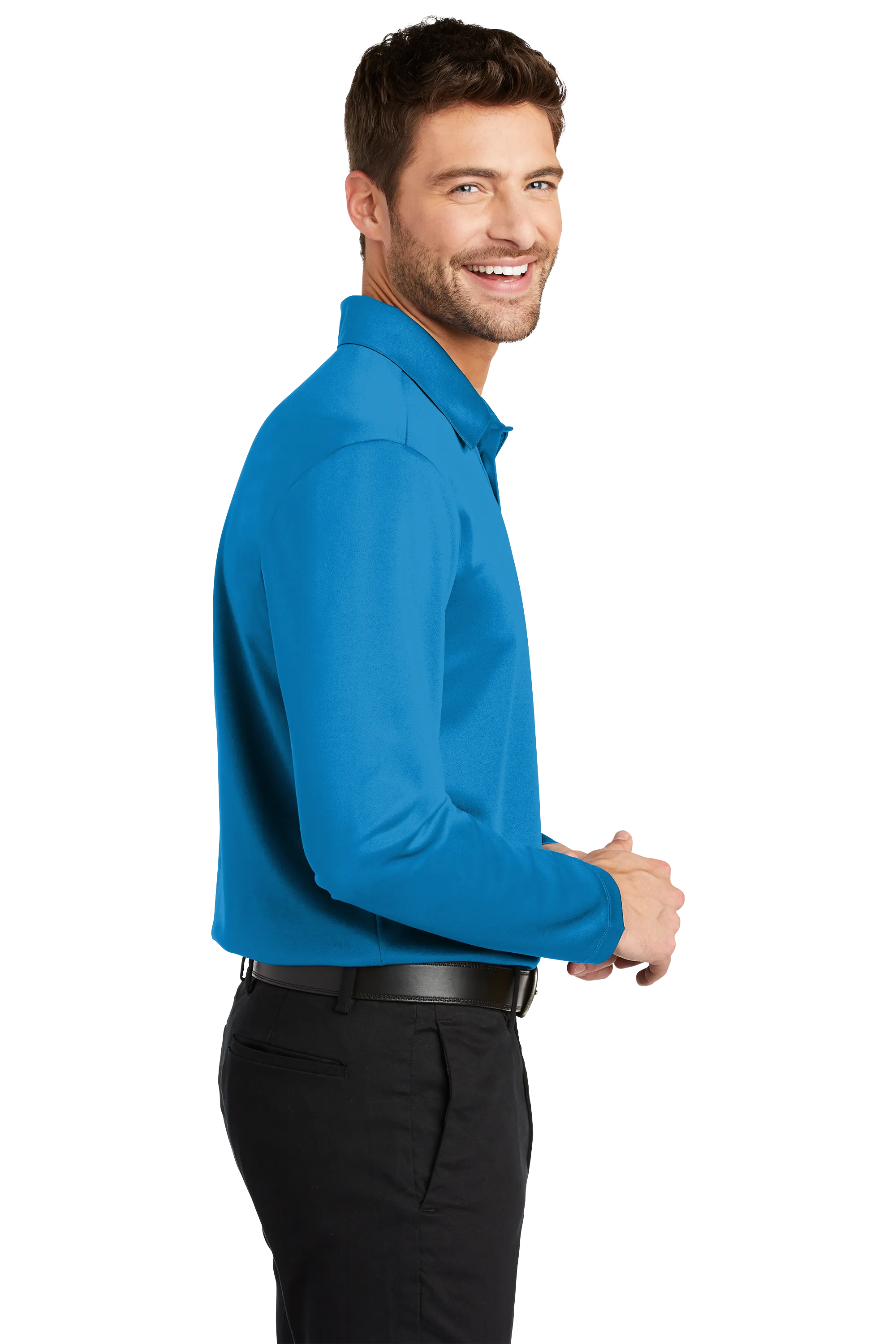 Port Authority® Silk Touch™ Performance Long Sleeve Polo - Brilliant Blue