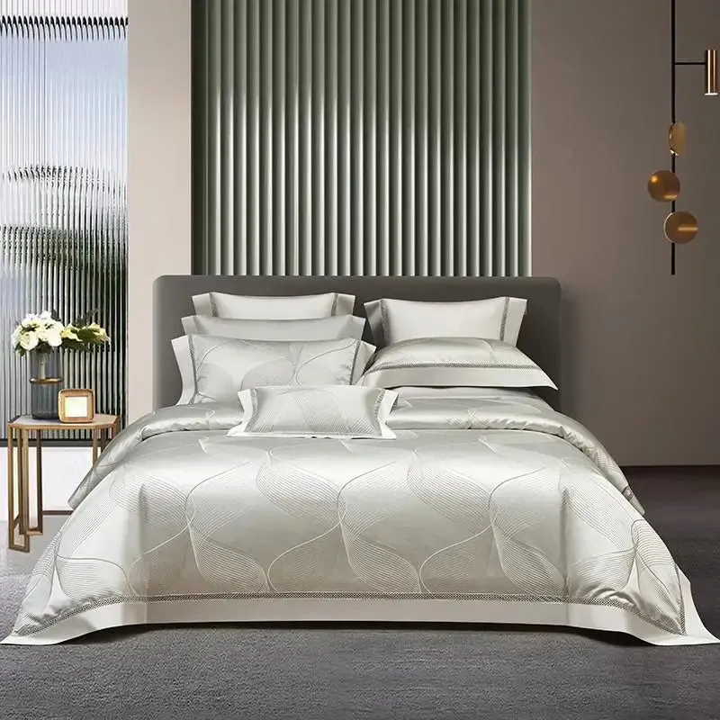 Silk-Like Satin 4-Piece Duvet Cover Set with Double Stitching & Pillowcases