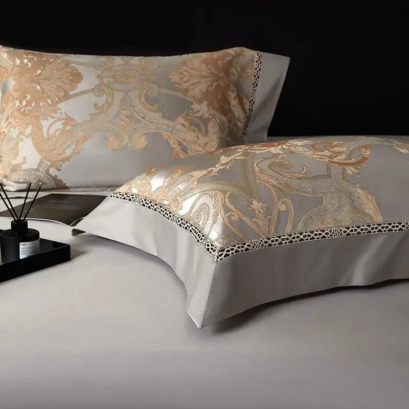 Silk-Like Satin 4-Piece Duvet Cover Set with Double Stitching & Pillowcases