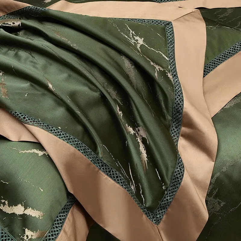 Silk-Like Satin 4-Piece Duvet Cover Set with Double Stitching & Pillowcases