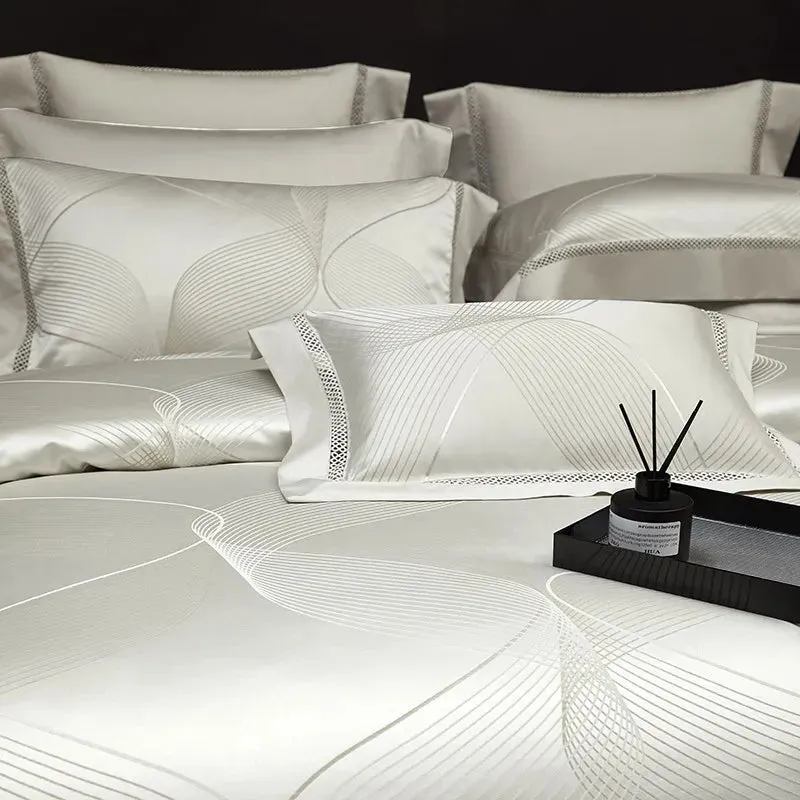 Silk-Like Satin 4-Piece Duvet Cover Set with Double Stitching & Pillowcases