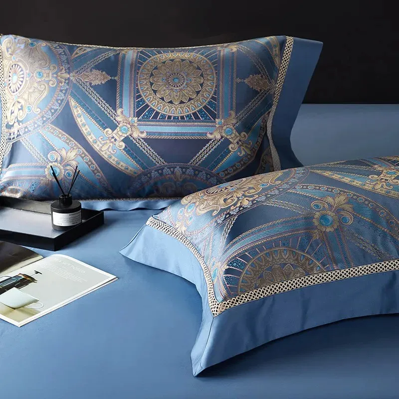 Silk-Like Satin 4-Piece Duvet Cover Set with Double Stitching & Pillowcases