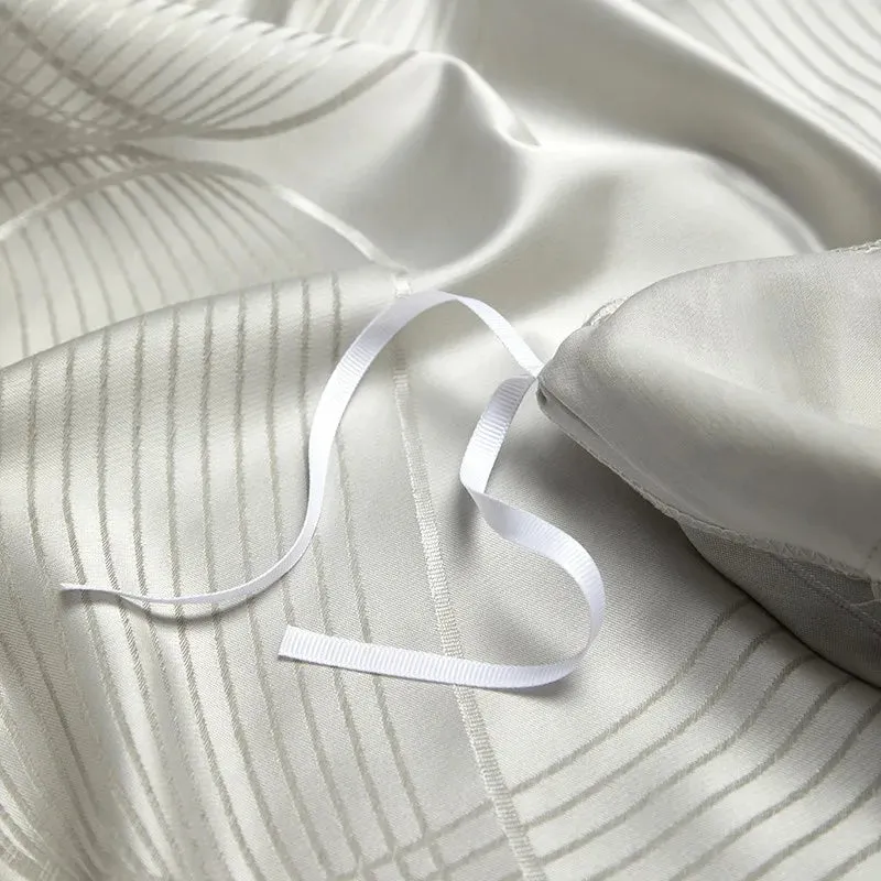 Silk-Like Satin 4-Piece Duvet Cover Set with Double Stitching & Pillowcases